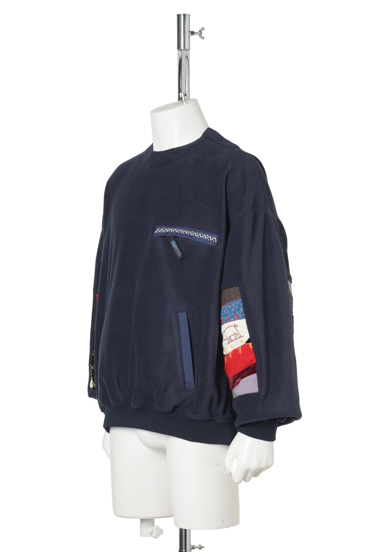 QUILT FLEECE PULLOVER / NAVY