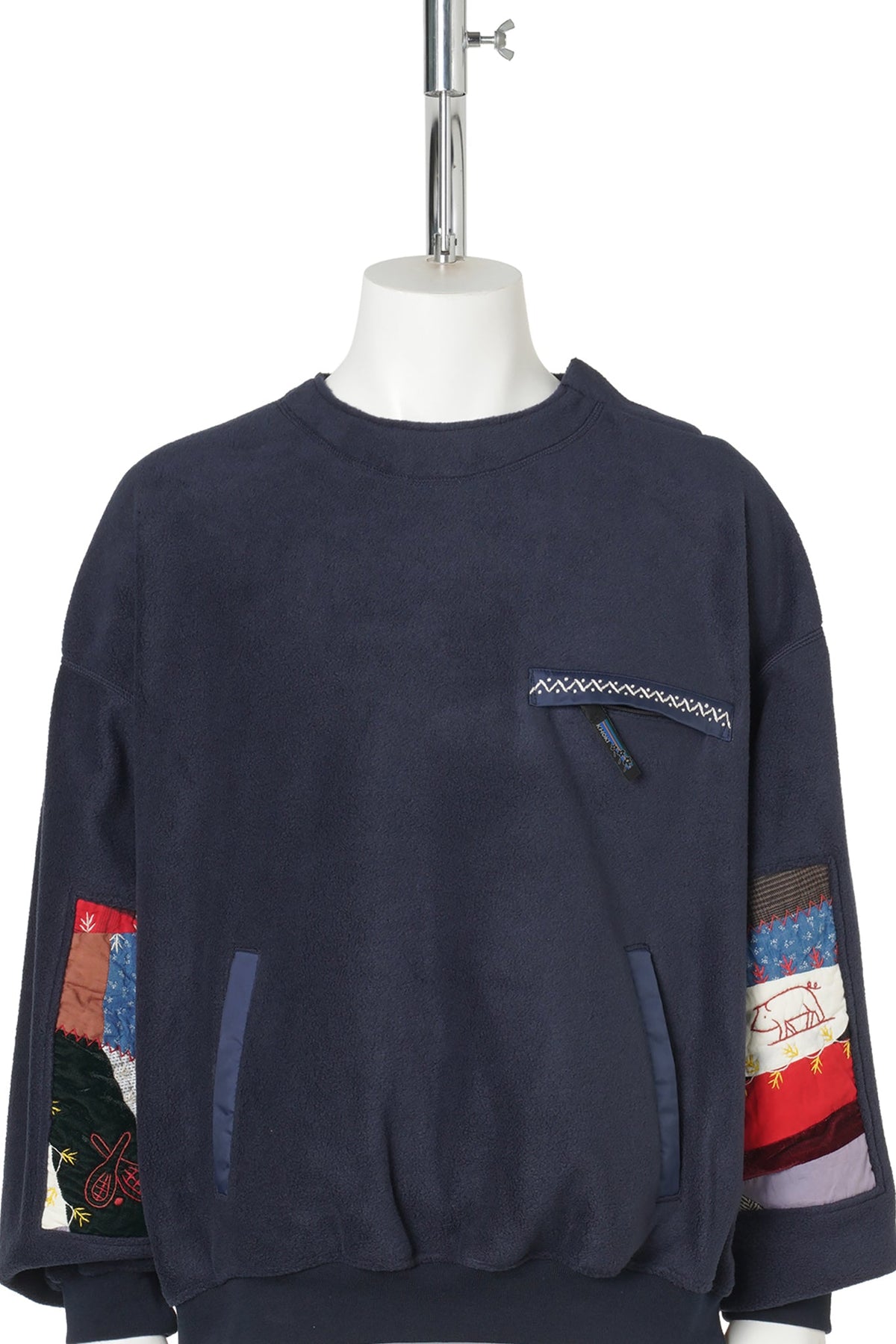 QUILT FLEECE PULLOVER / NAVY