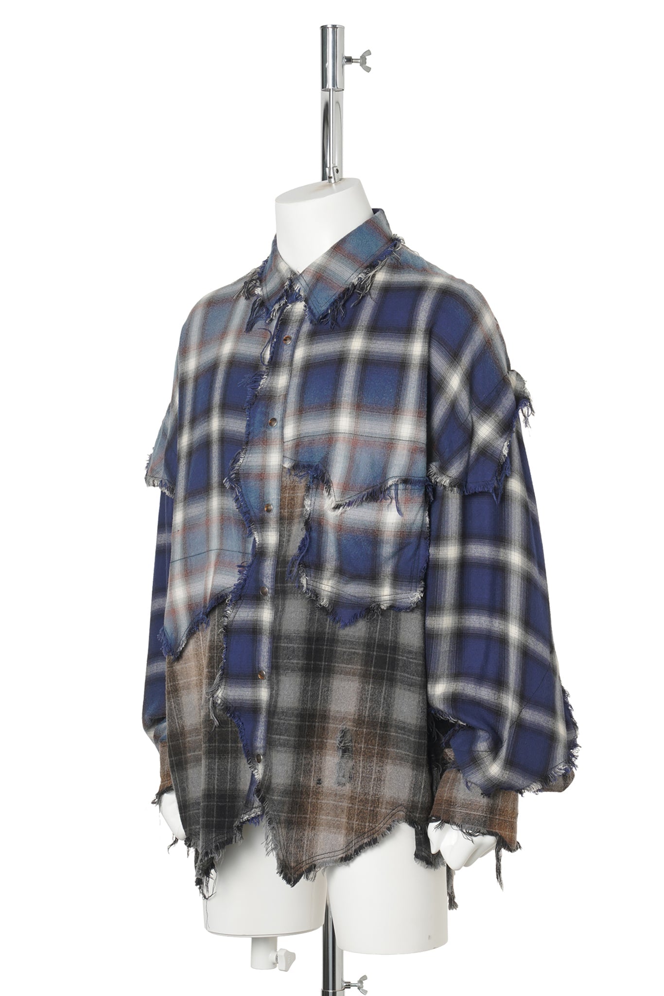VINTAGE-EFFECT CHECKED SHIRT / BLUE