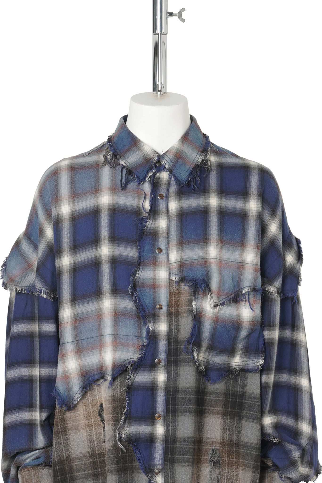 VINTAGE-EFFECT CHECKED SHIRT / BLUE