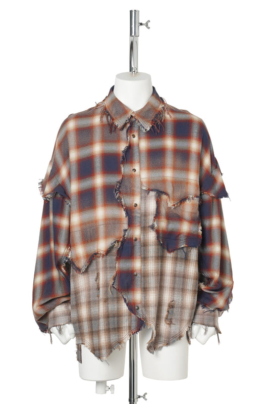 VINTAGE-EFFECT CHECKED SHIRT / RED