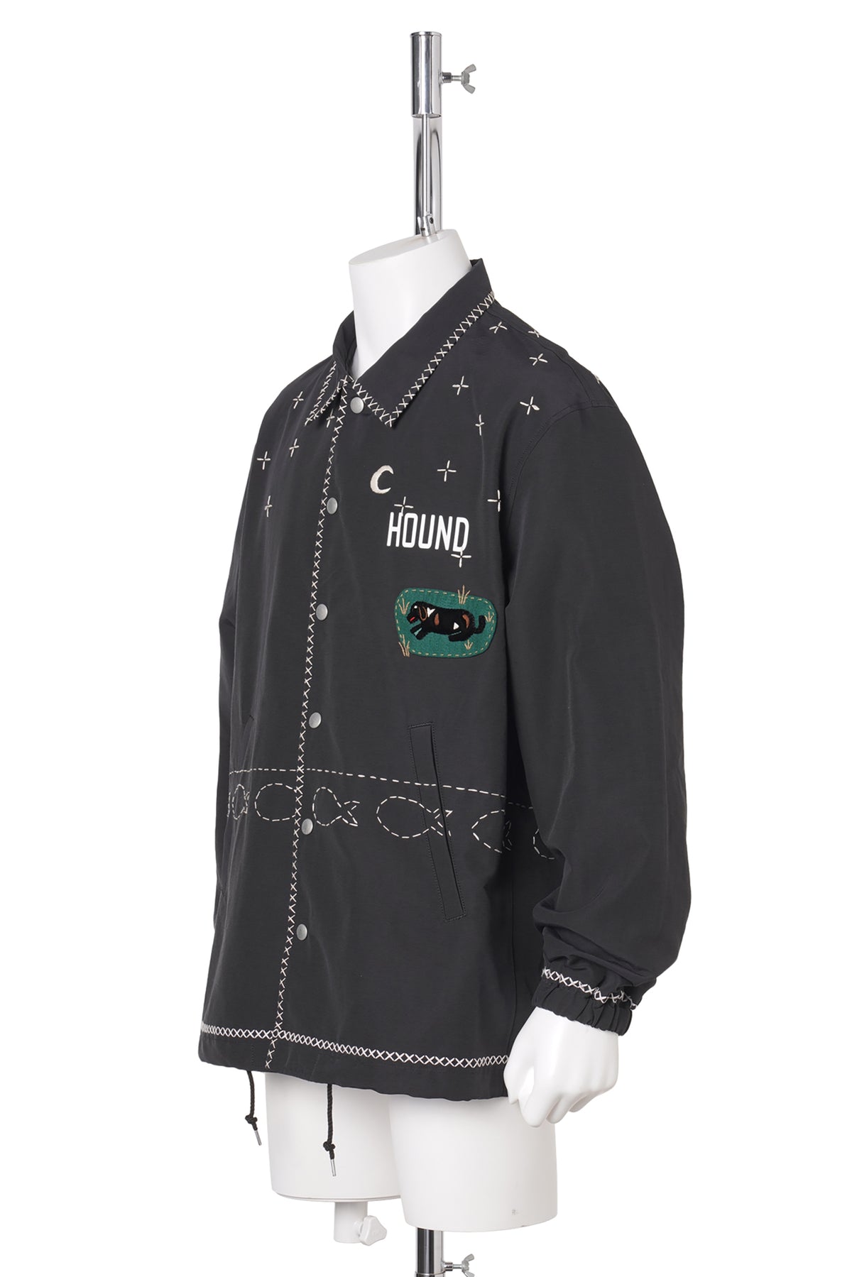CROSS-STITCH COACH JACKET / BLACK