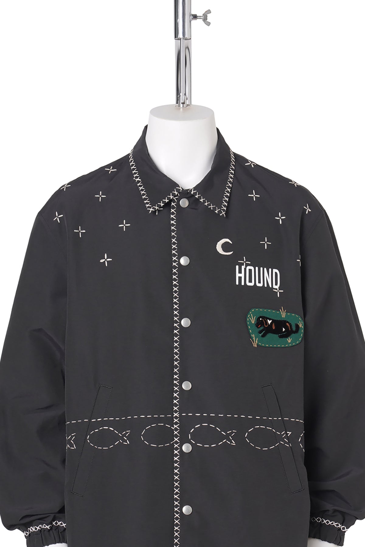 CROSS-STITCH COACH JACKET / BLACK