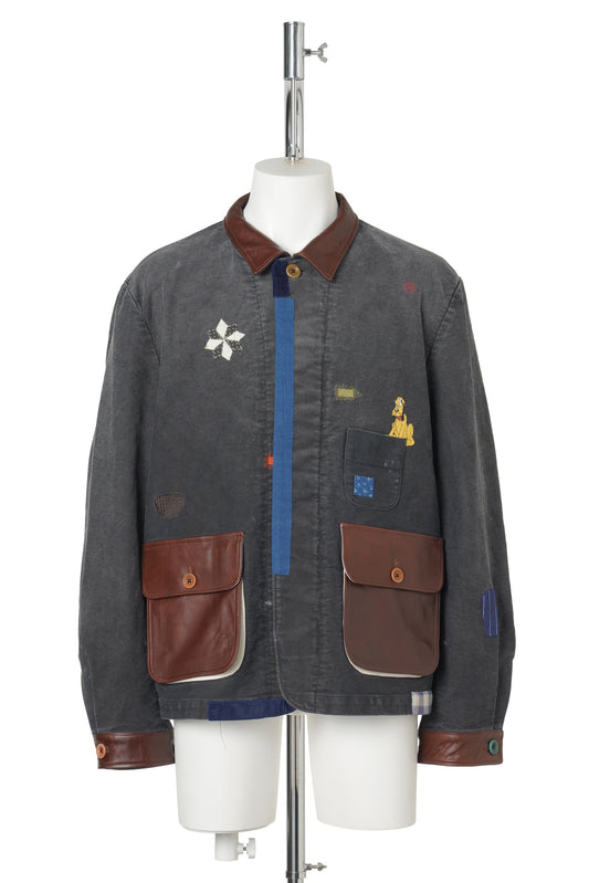 VINTAGE-FINISHED WORK JACKET / BLACK