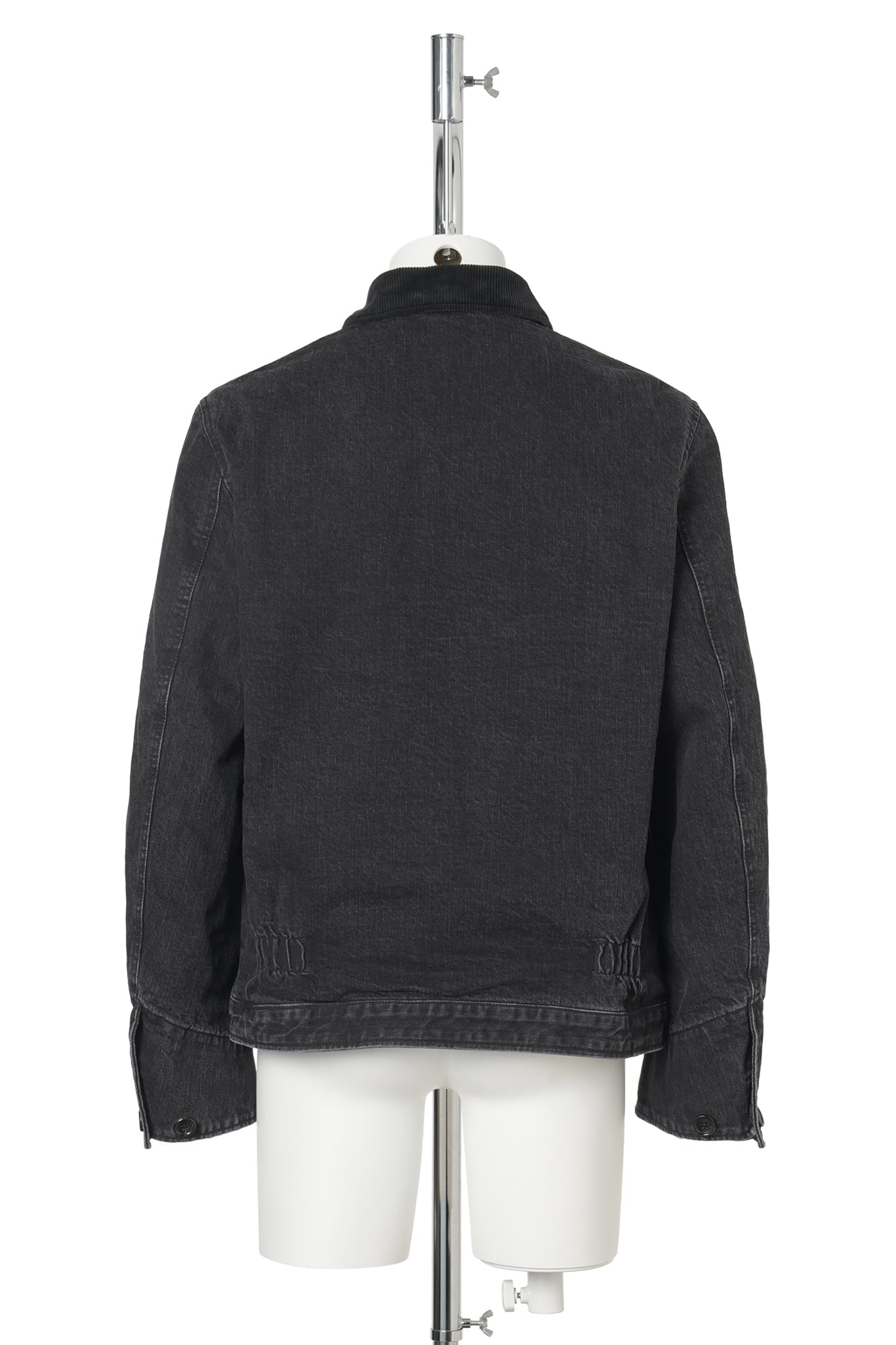 FADED DENIM ZIP JACKET / BLACK