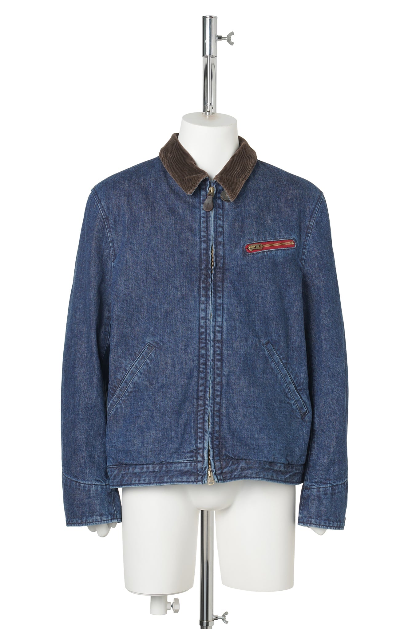 FADED DENIM ZIP JACKET / INDIGO