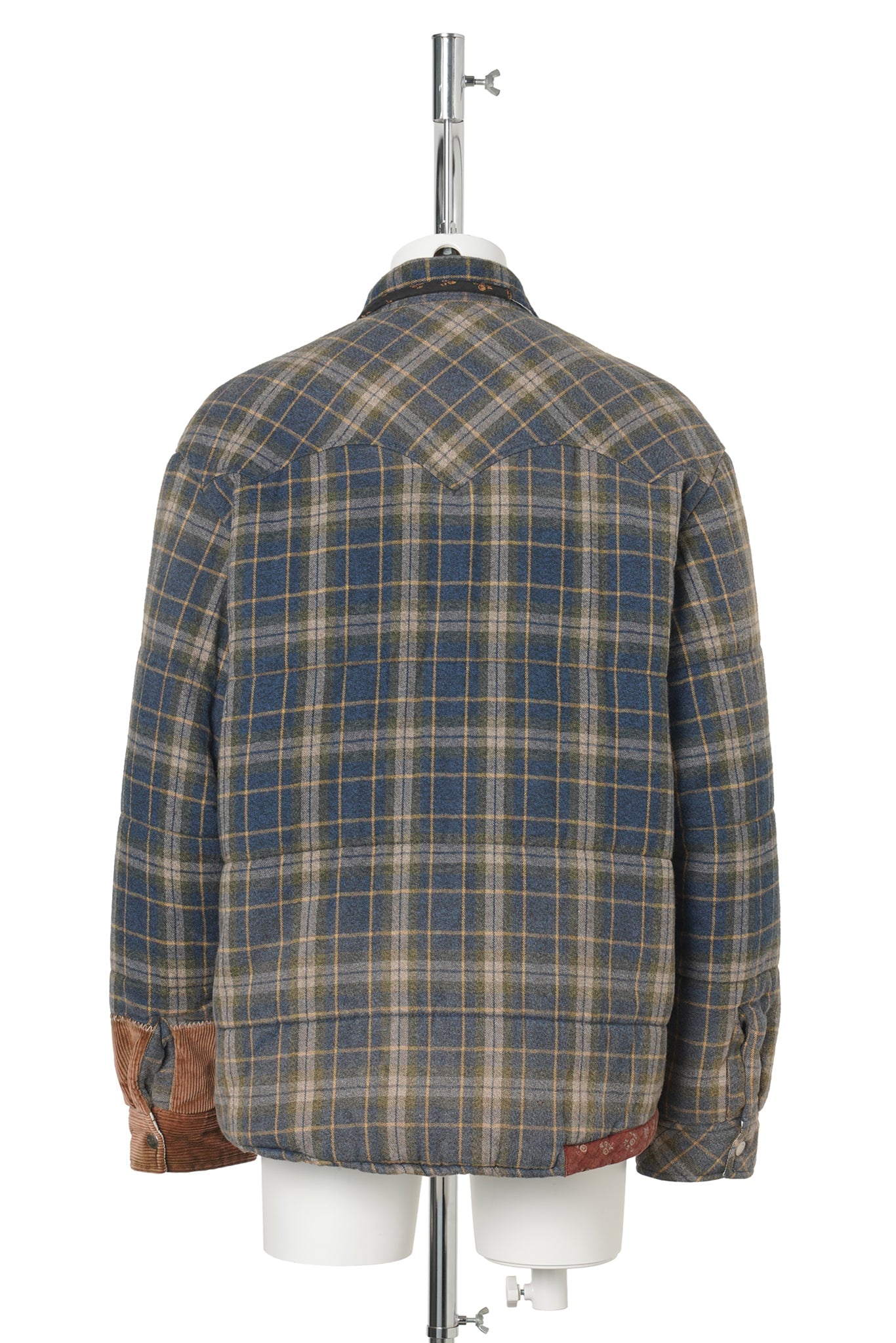 VINTAGE-EFFECT CHECKED PUFFER / BLUE