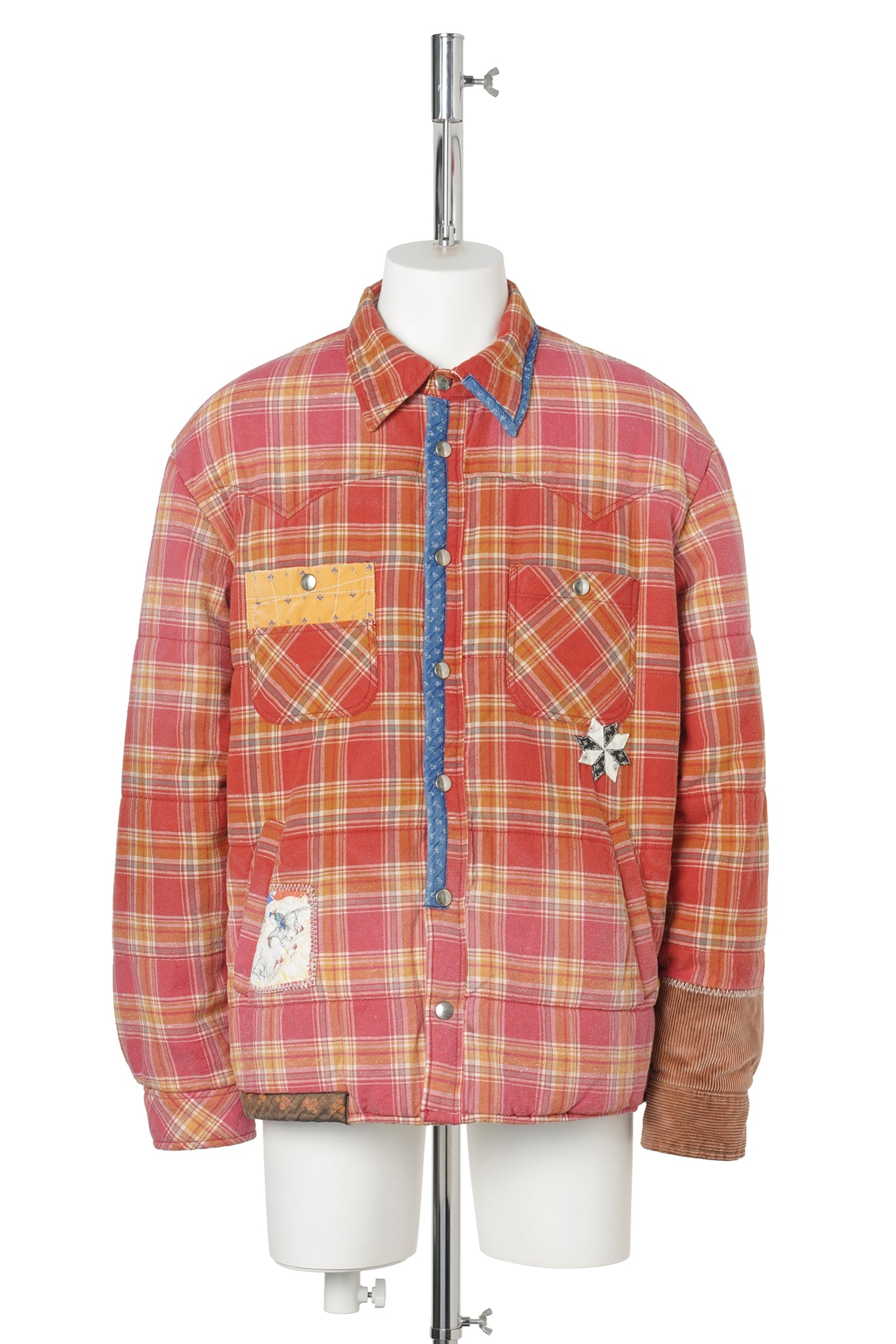 VINTAGE-EFFECT CHECKED PUFFER / RED