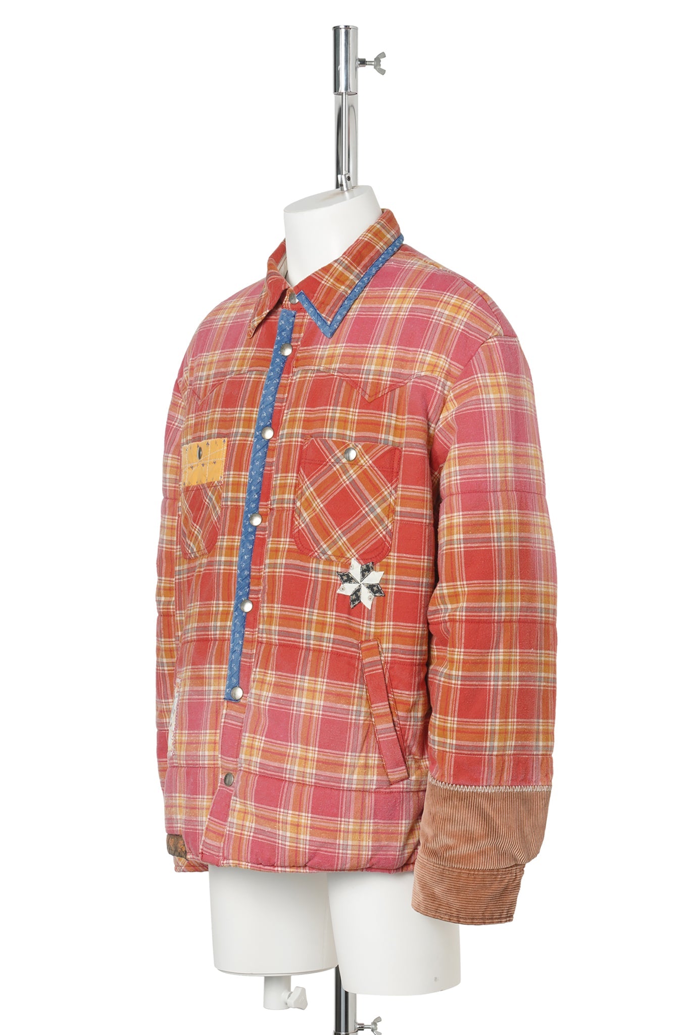 VINTAGE-EFFECT CHECKED PUFFER / RED