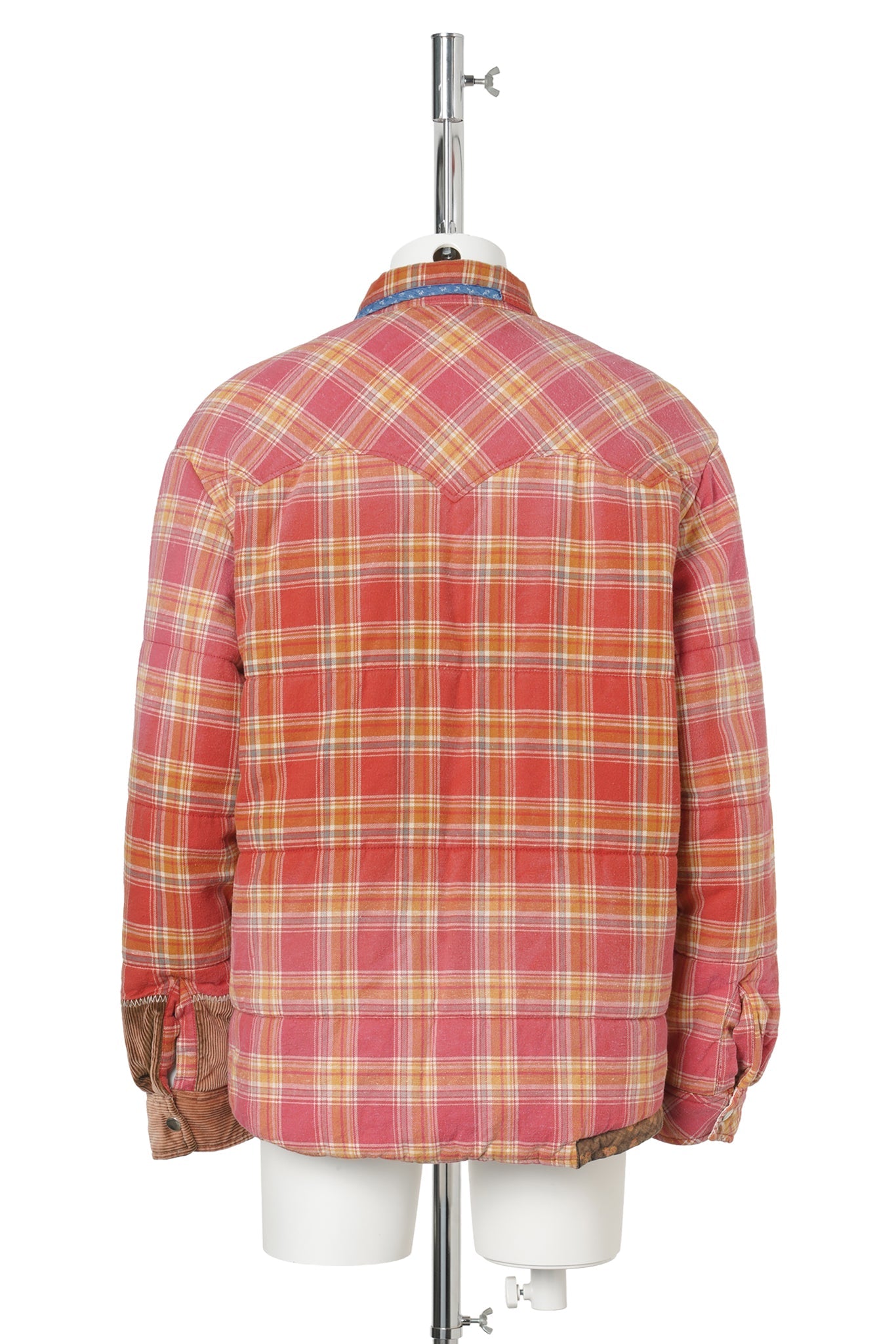 VINTAGE-EFFECT CHECKED PUFFER / RED