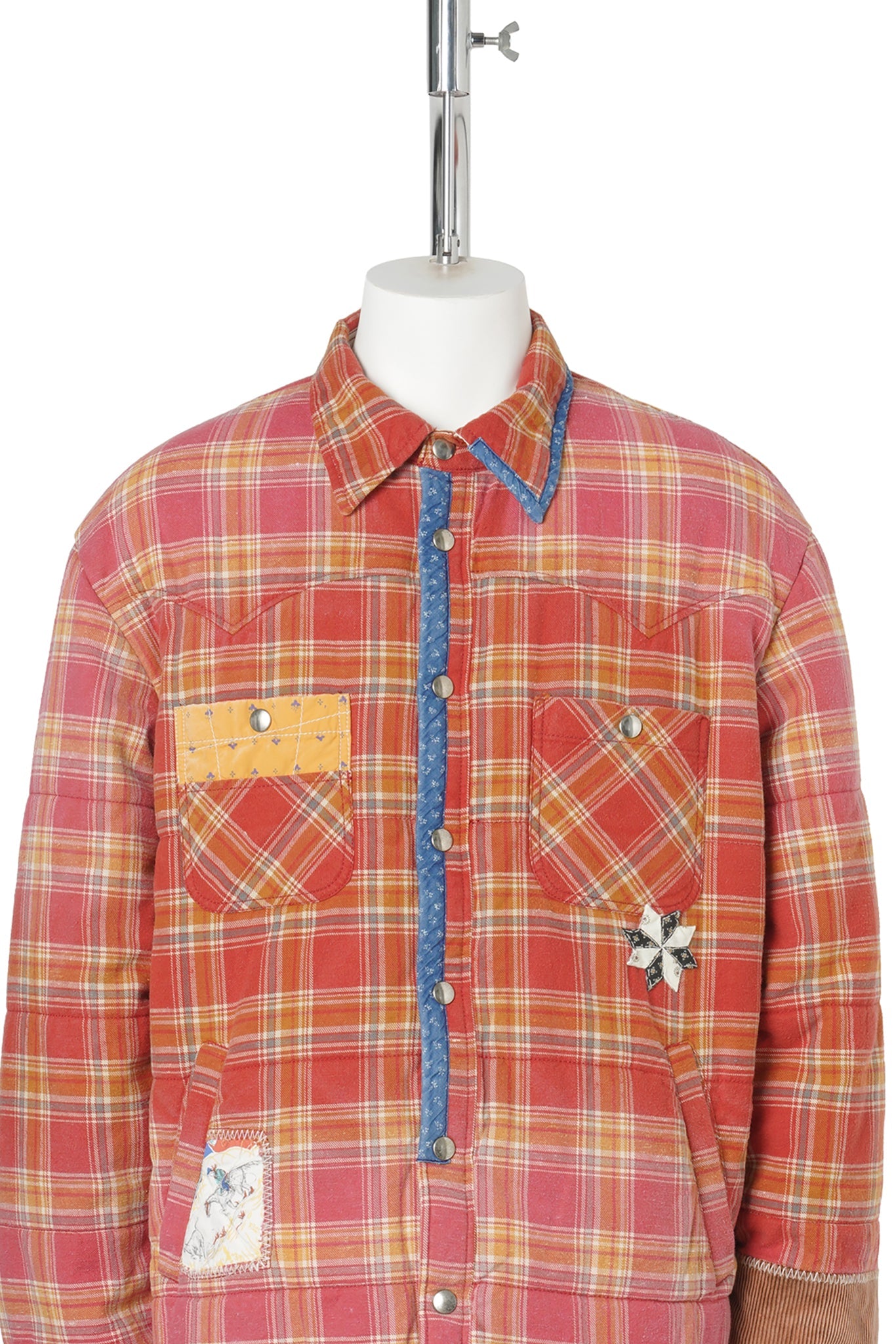 VINTAGE-EFFECT CHECKED PUFFER / RED
