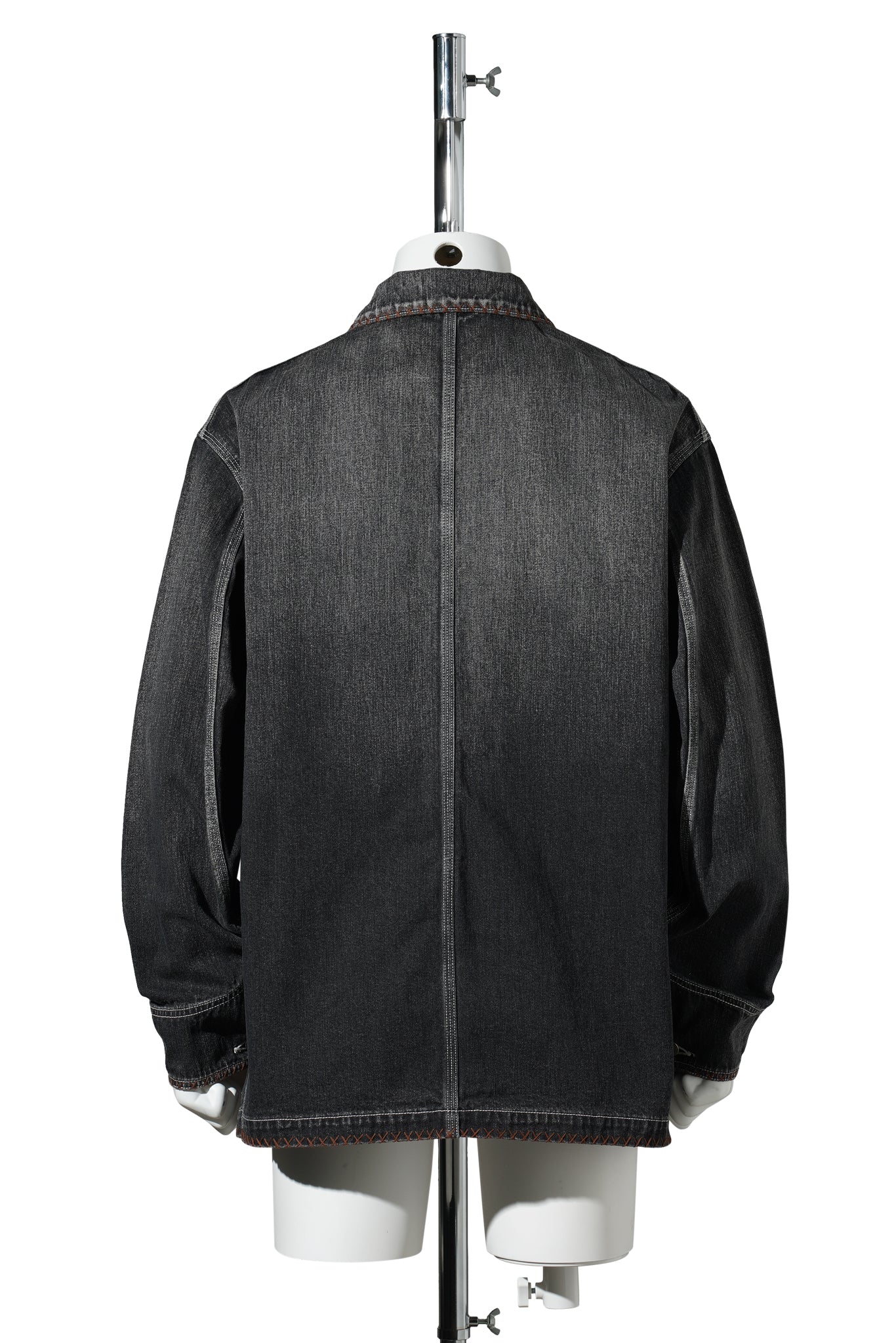 HAND-EMBROIDERED DENIM COVERALL / BLACK