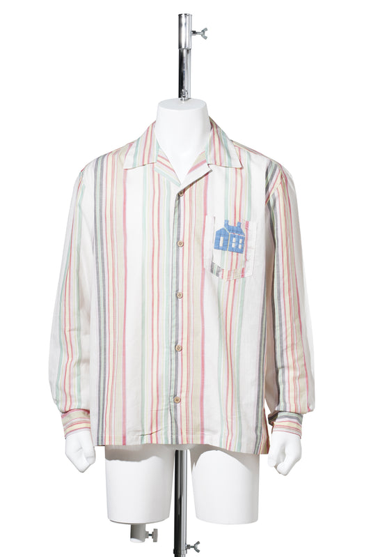 HAND-EMBROIDERED STRIPE SHIRT / WHITE