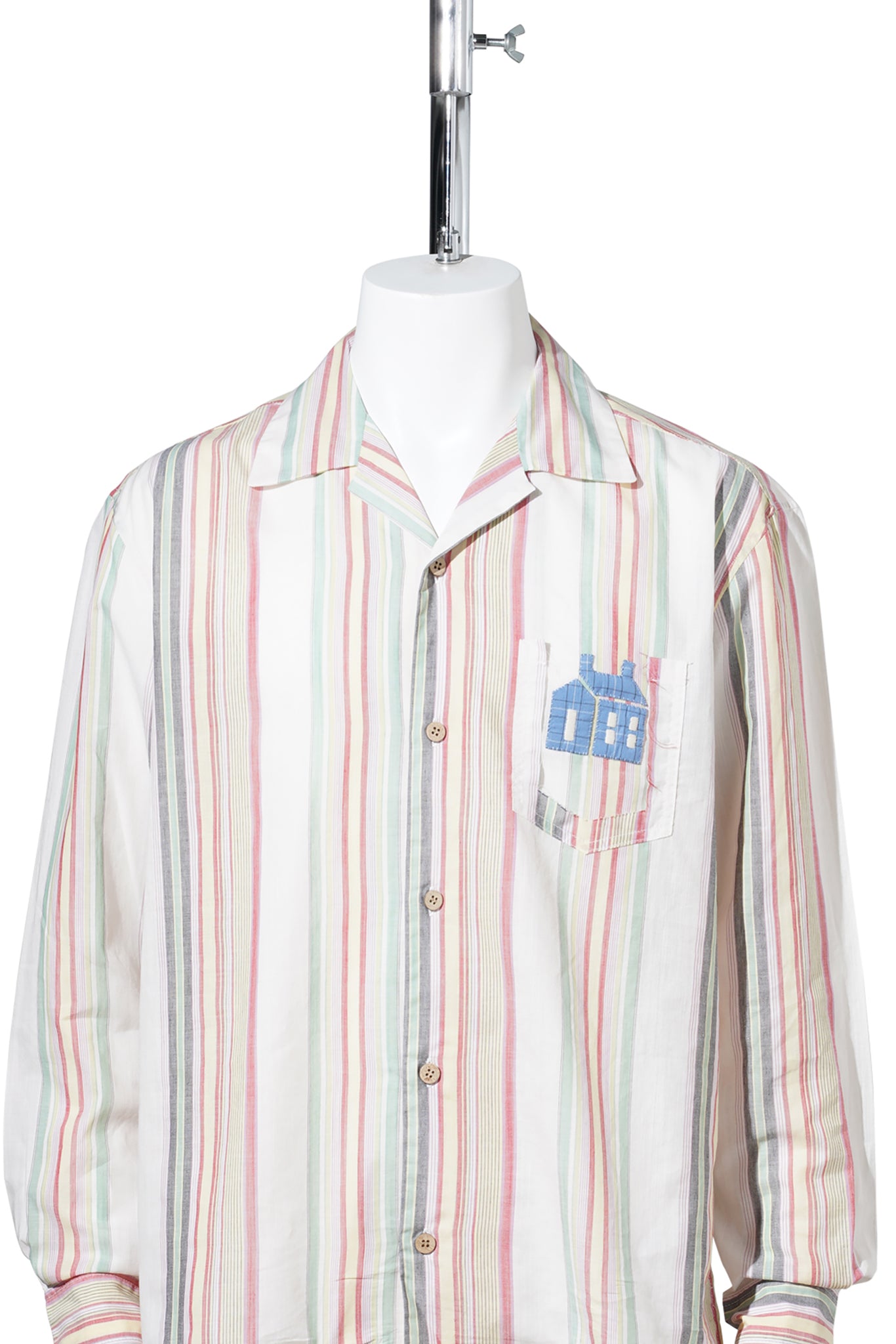 HAND-EMBROIDERED STRIPE SHIRT / WHITE