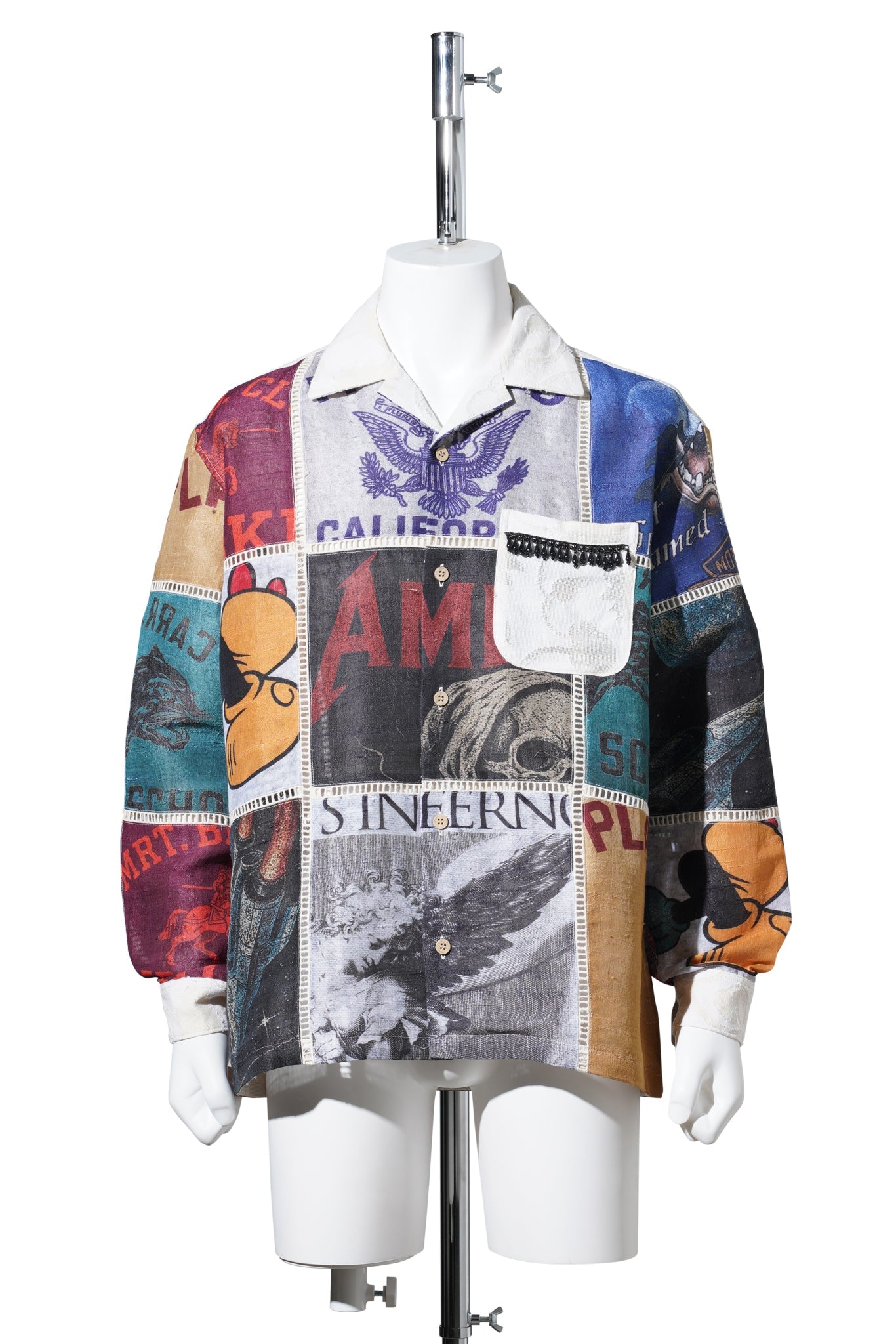 PATCHWORKED SILK SHIRT / WHITE