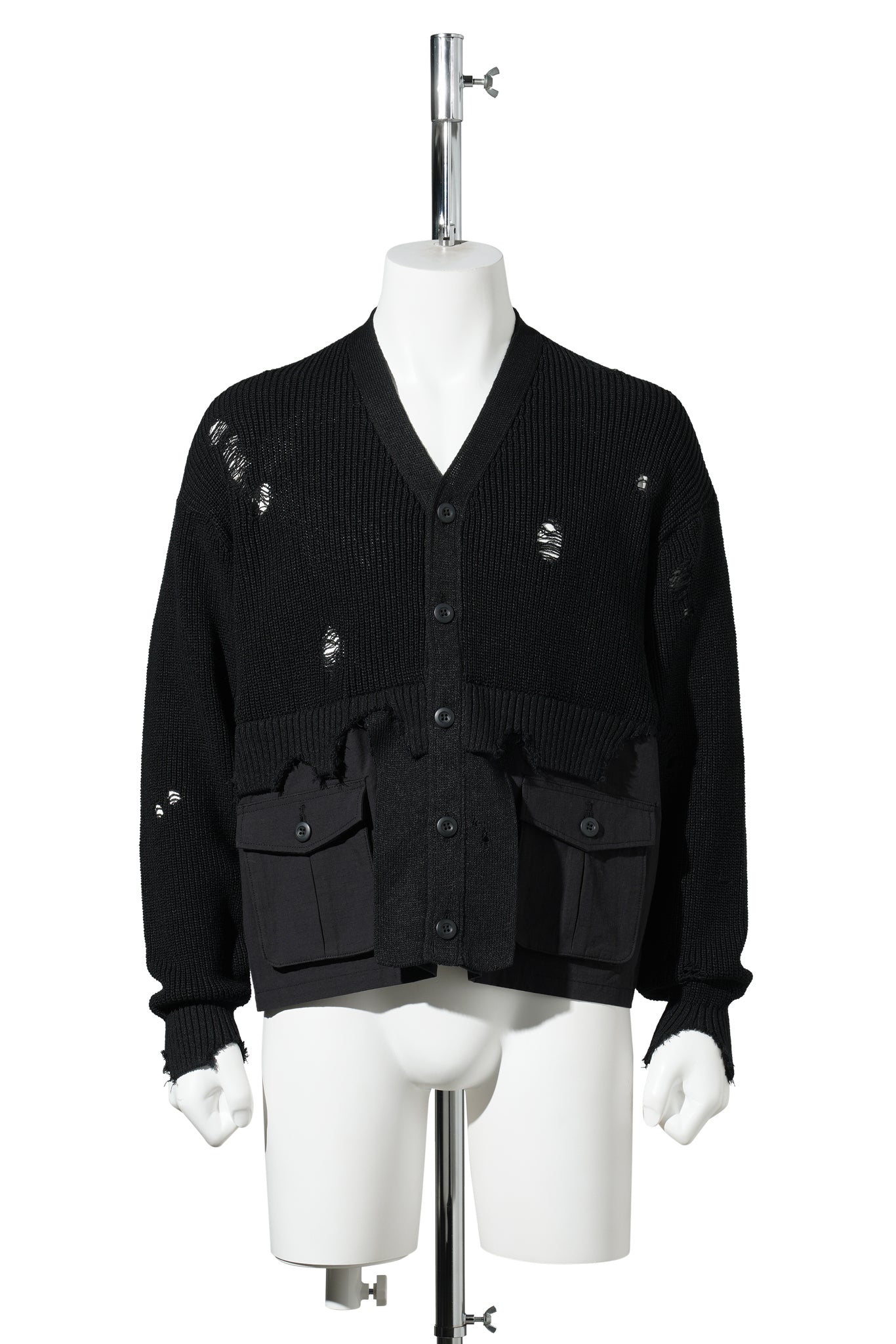 DESTROYED KNIT CARDIGAN / BLACK