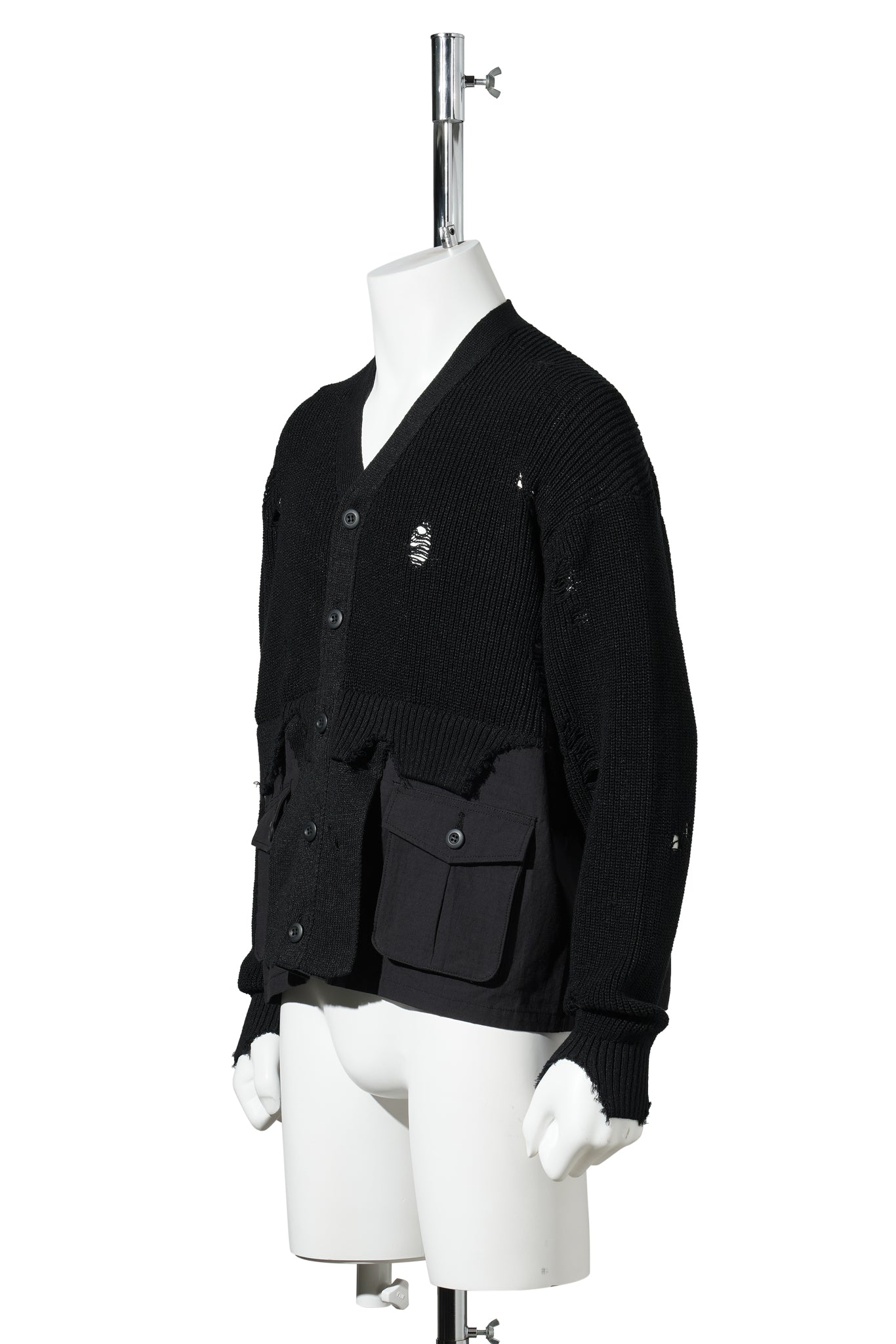 DESTROYED KNIT CARDIGAN / BLACK