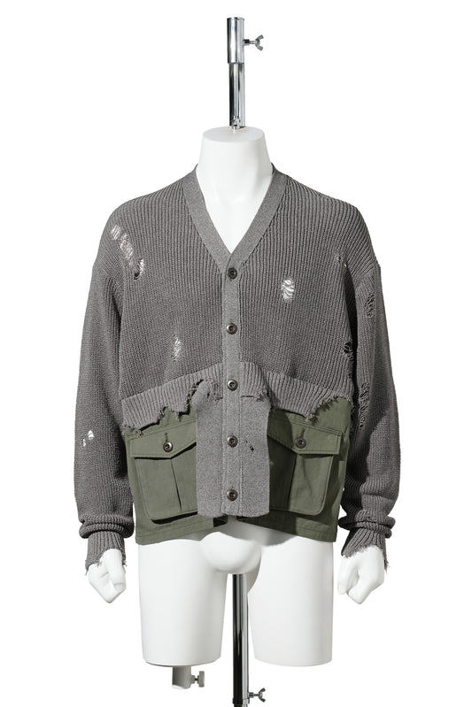 DESTROYED KNIT CARDIGAN / GREY