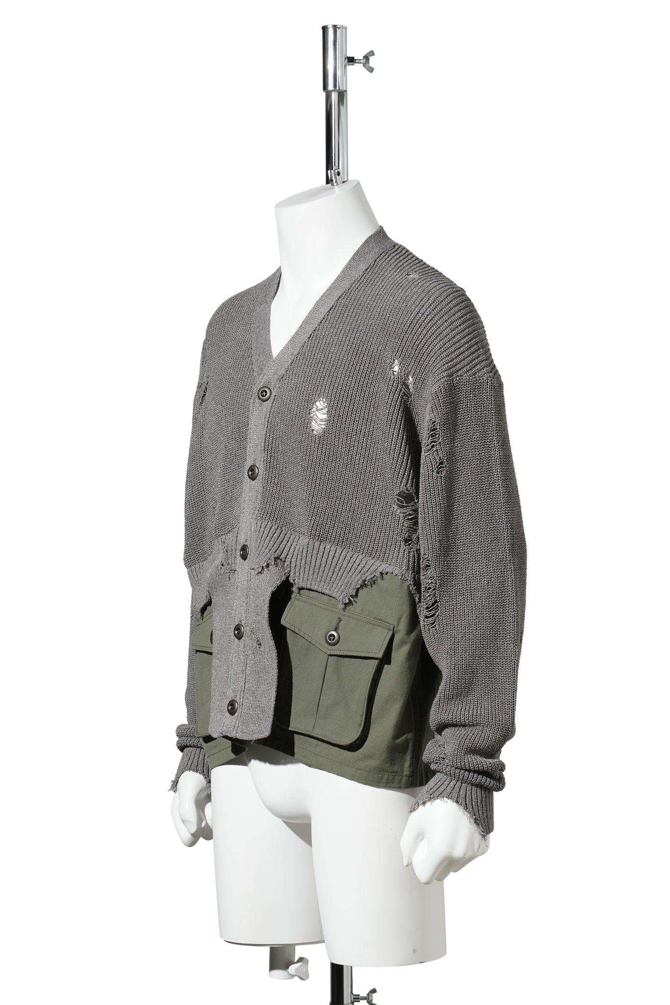 DESTROYED KNIT CARDIGAN / GREY