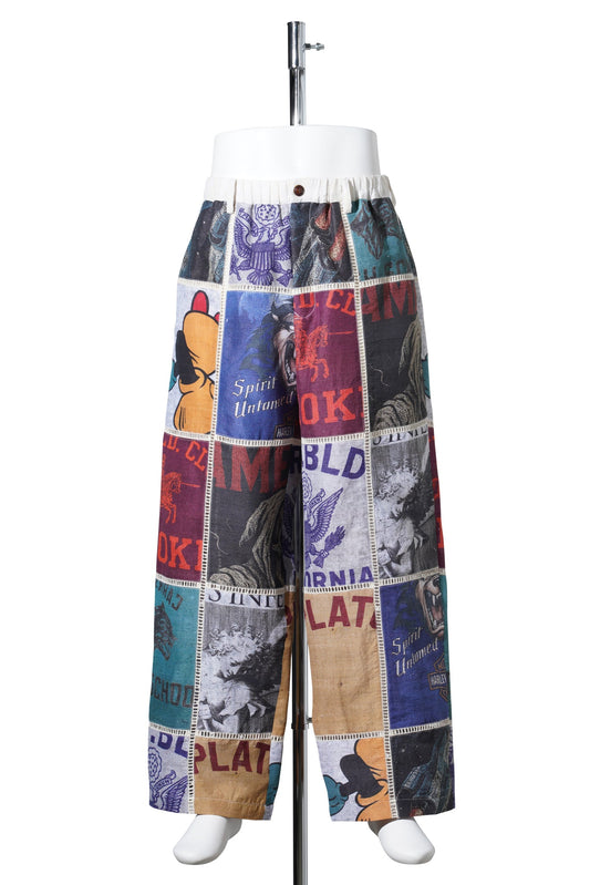 PATCHWORKED SILK PANTS / WHITE