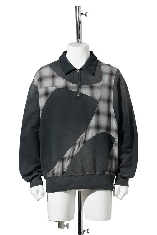 PACHWOKED HALF-ZIP SWEATSHIRT / BLACK