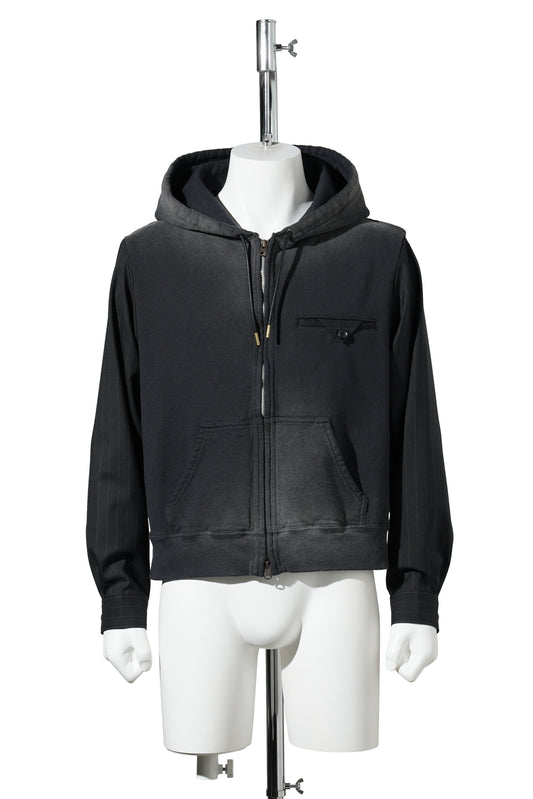 COMBINATION ZIP HOODIE / BLACK