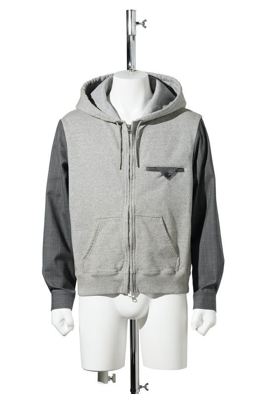 COMBINATION ZIP HOODIE / GREY