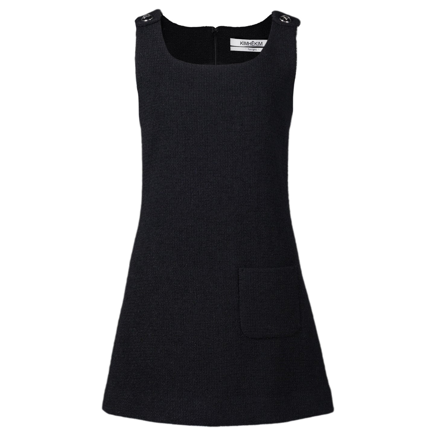 WOOL TWEED SLEEVELESS MINI DRESS / BLACK