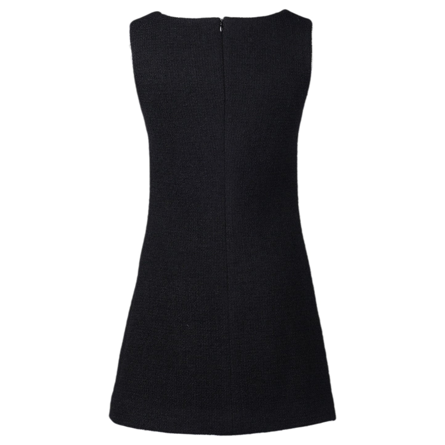 WOOL TWEED SLEEVELESS MINI DRESS / BLACK