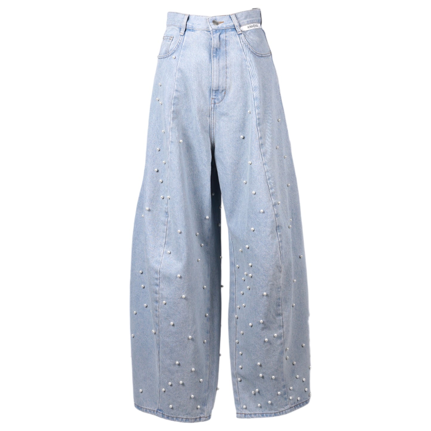 PEARL EMBELLISHED BALLOON JEANS / SKY BLUE