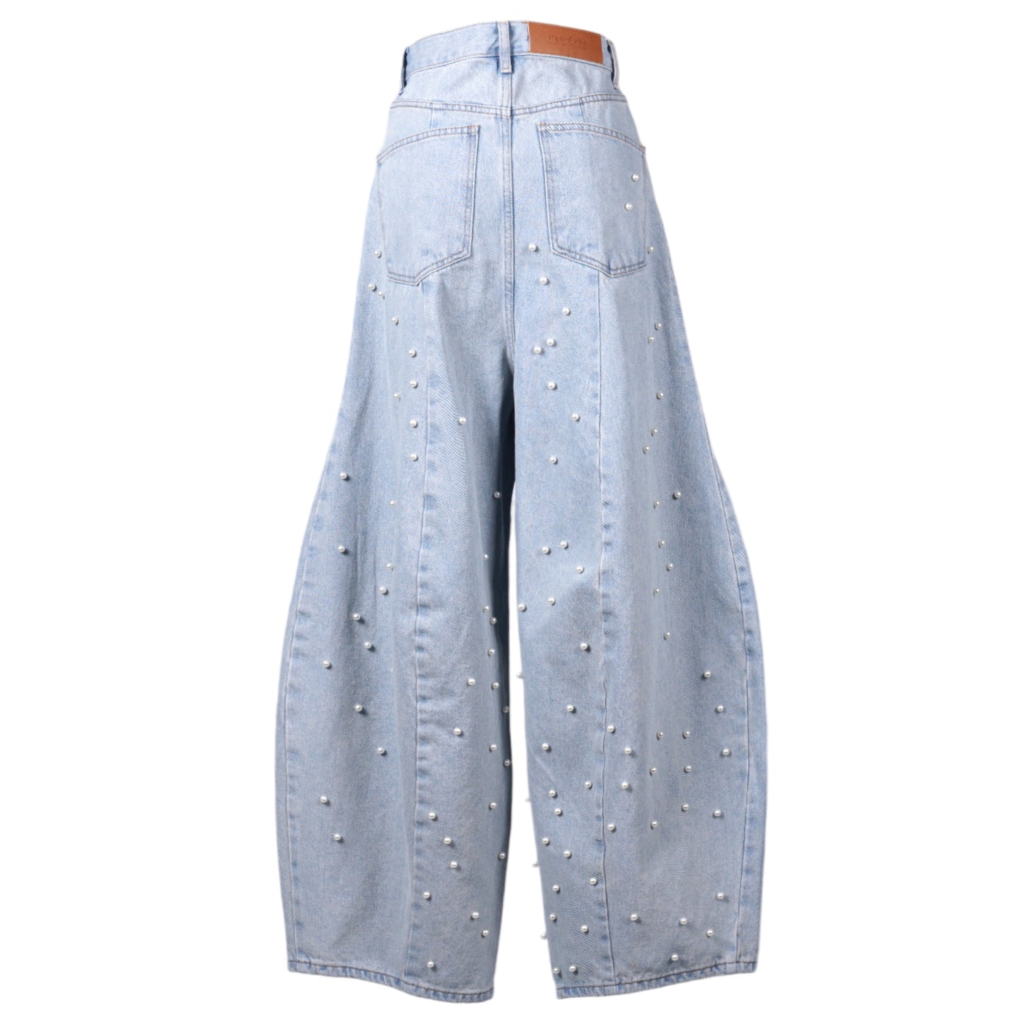 PEARL EMBELLISHED BALLOON JEANS / SKY BLUE