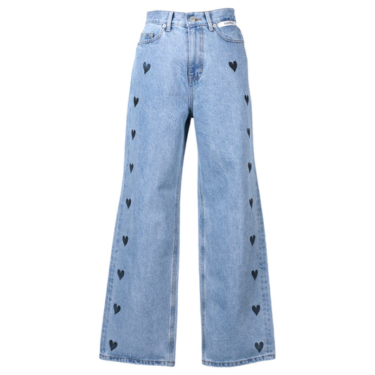 HEART STAMPED JEANS / SKY BLUE