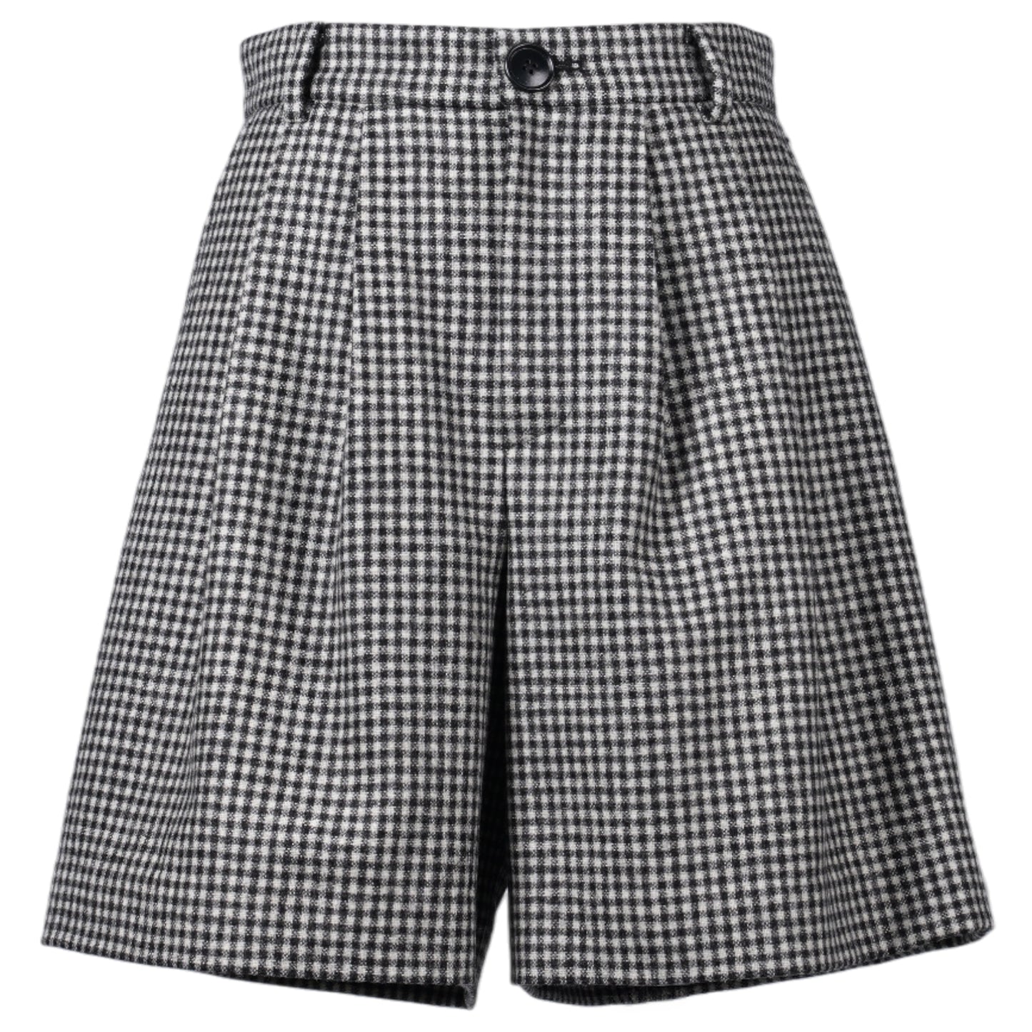 WOOL GINGHAM CHECKED SHORTS / BLACK