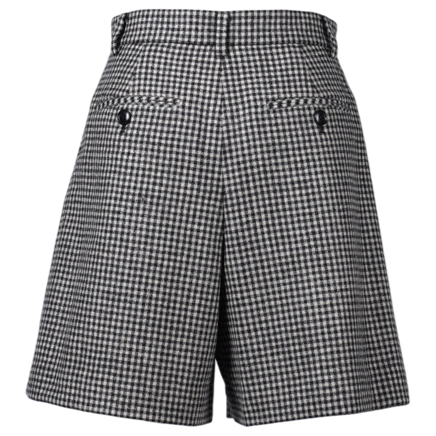 WOOL GINGHAM CHECKED SHORTS / BLACK