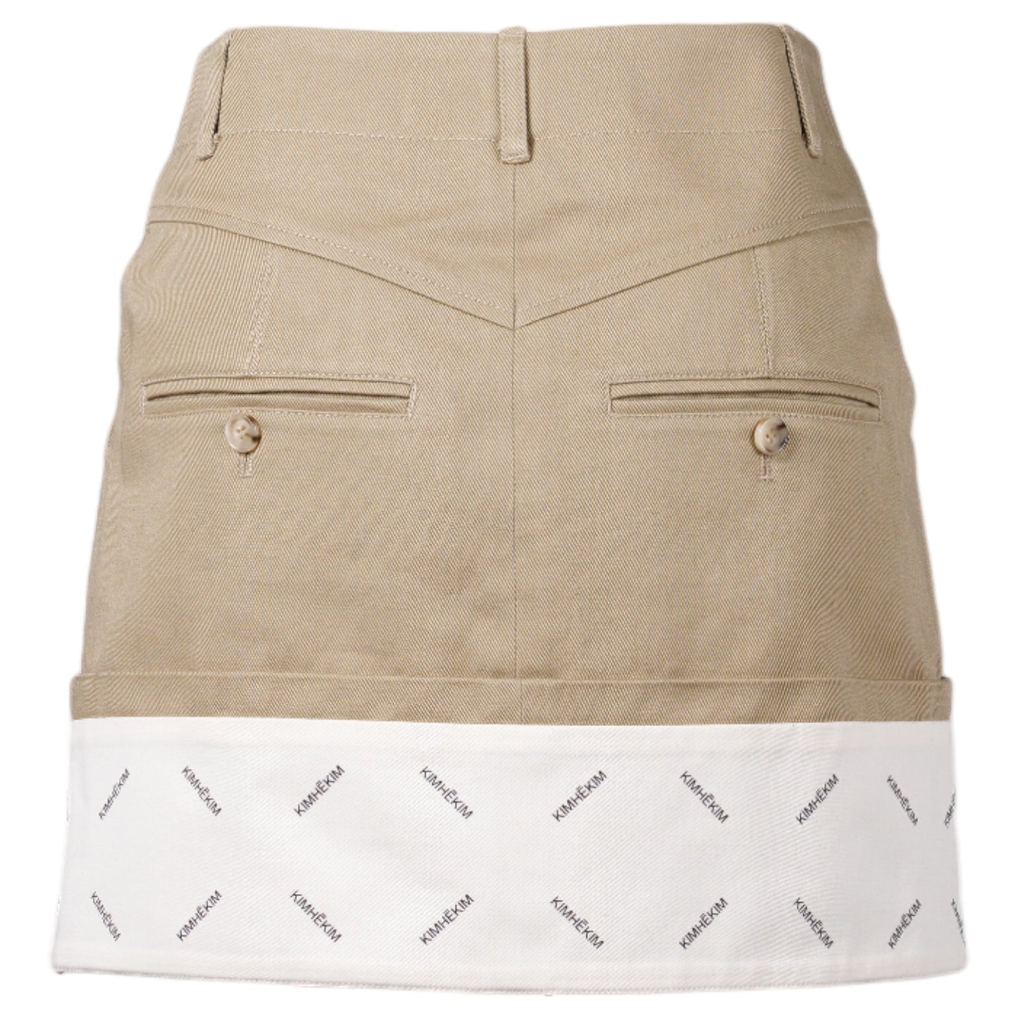 BICOLOR LOGO PRINTED ROLLED UP MINI SKIRT / BEIGE