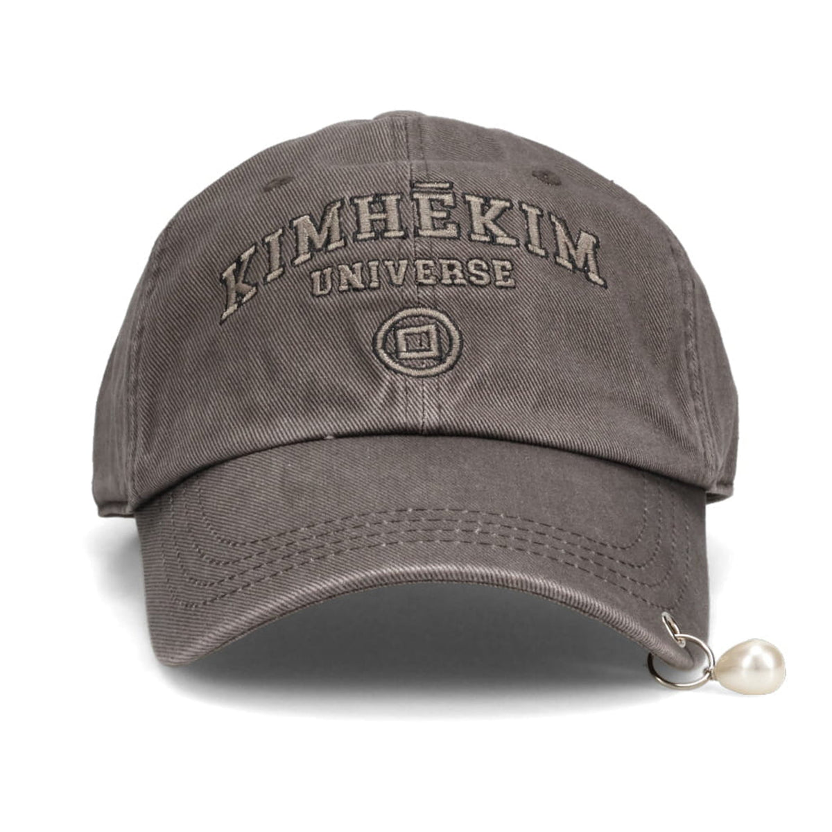 UPCYCLED PEARL PIERCED BASEBALL CAP / GREY