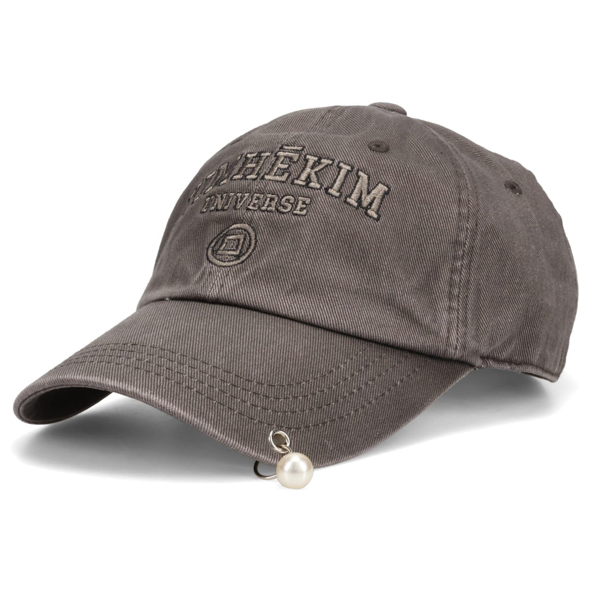 UPCYCLED PEARL PIERCED BASEBALL CAP / GREY