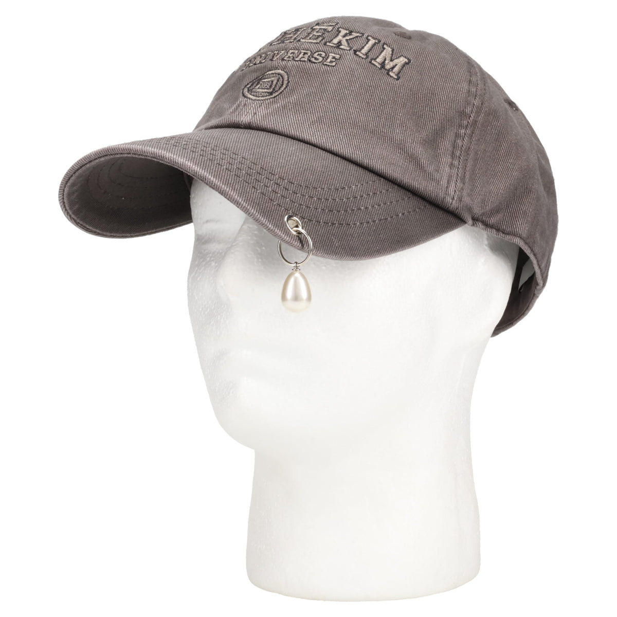 UPCYCLED PEARL PIERCED BASEBALL CAP / GREY