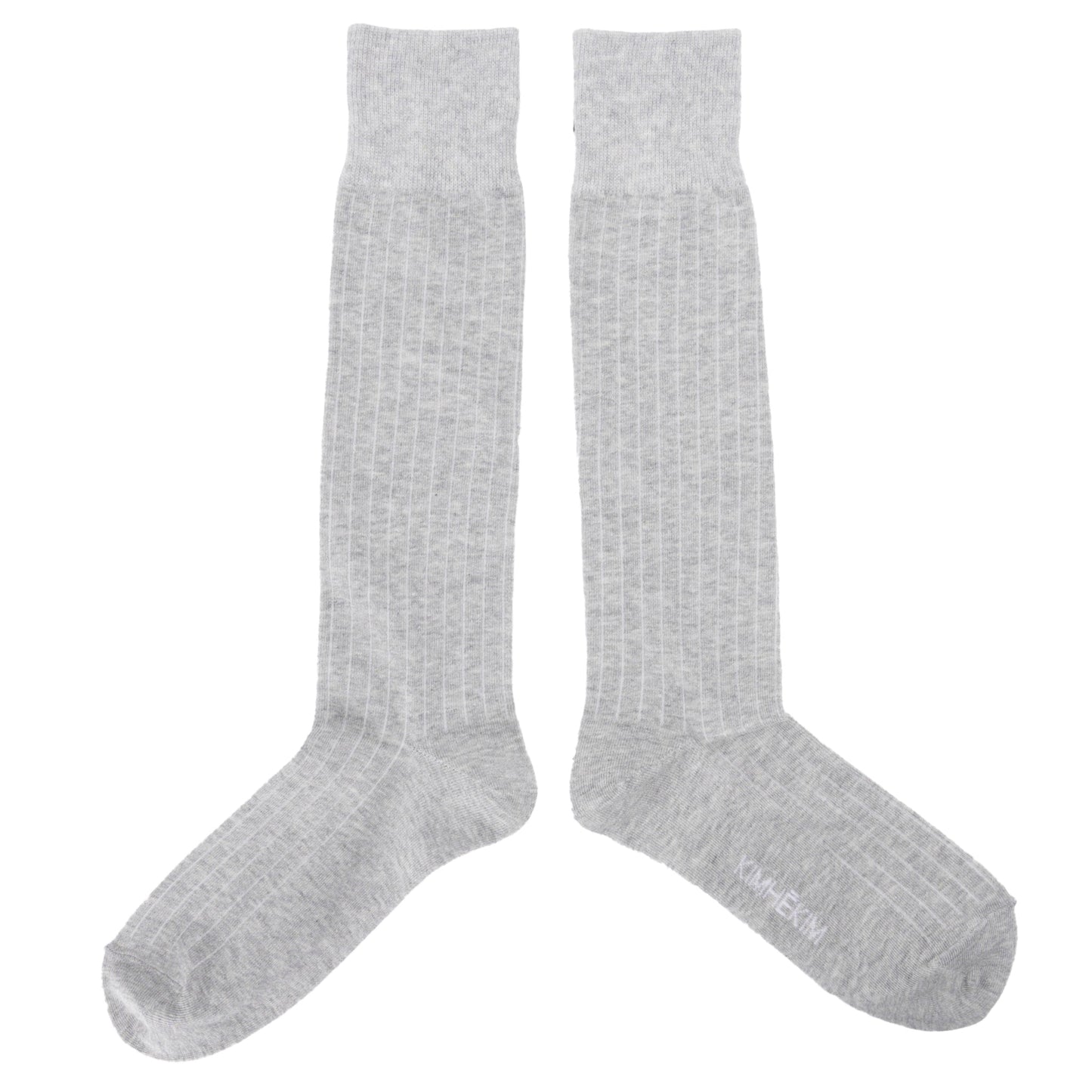 PEARL RIBBON DETAIL COTTON -BLENDED KNEE-HIGH SOCKS / GREY