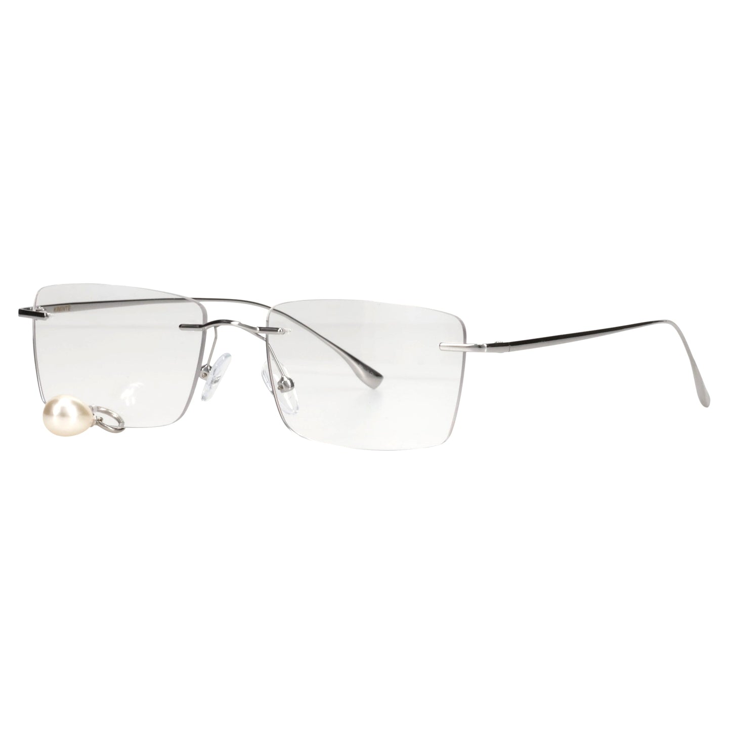 FRAMELESS PEARL TEAR SQUARE GLASSES / SILVER