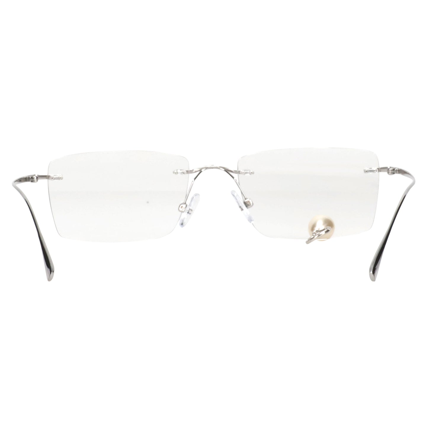 FRAMELESS PEARL TEAR SQUARE GLASSES / SILVER