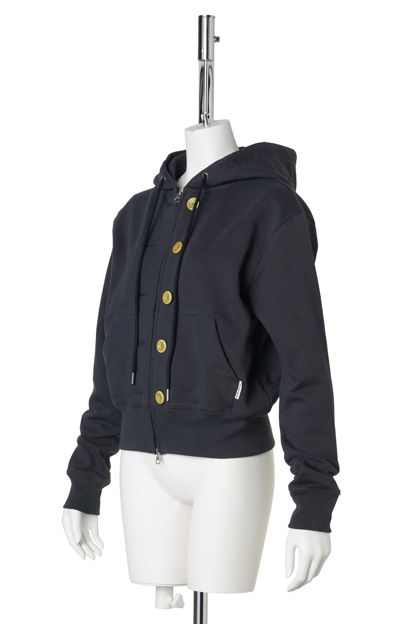 ASH BUTTON ZIP-UP HOODIE / NAVY