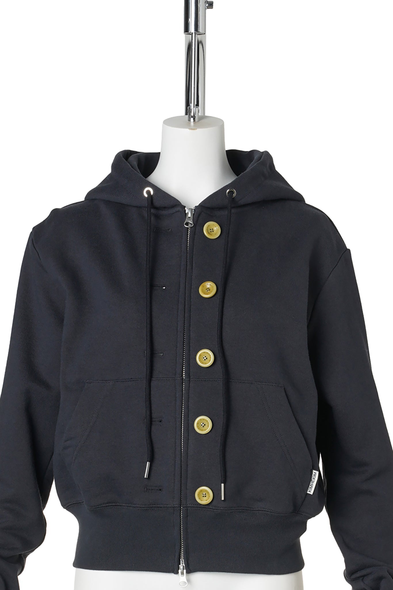 ASH BUTTON ZIP-UP HOODIE / NAVY