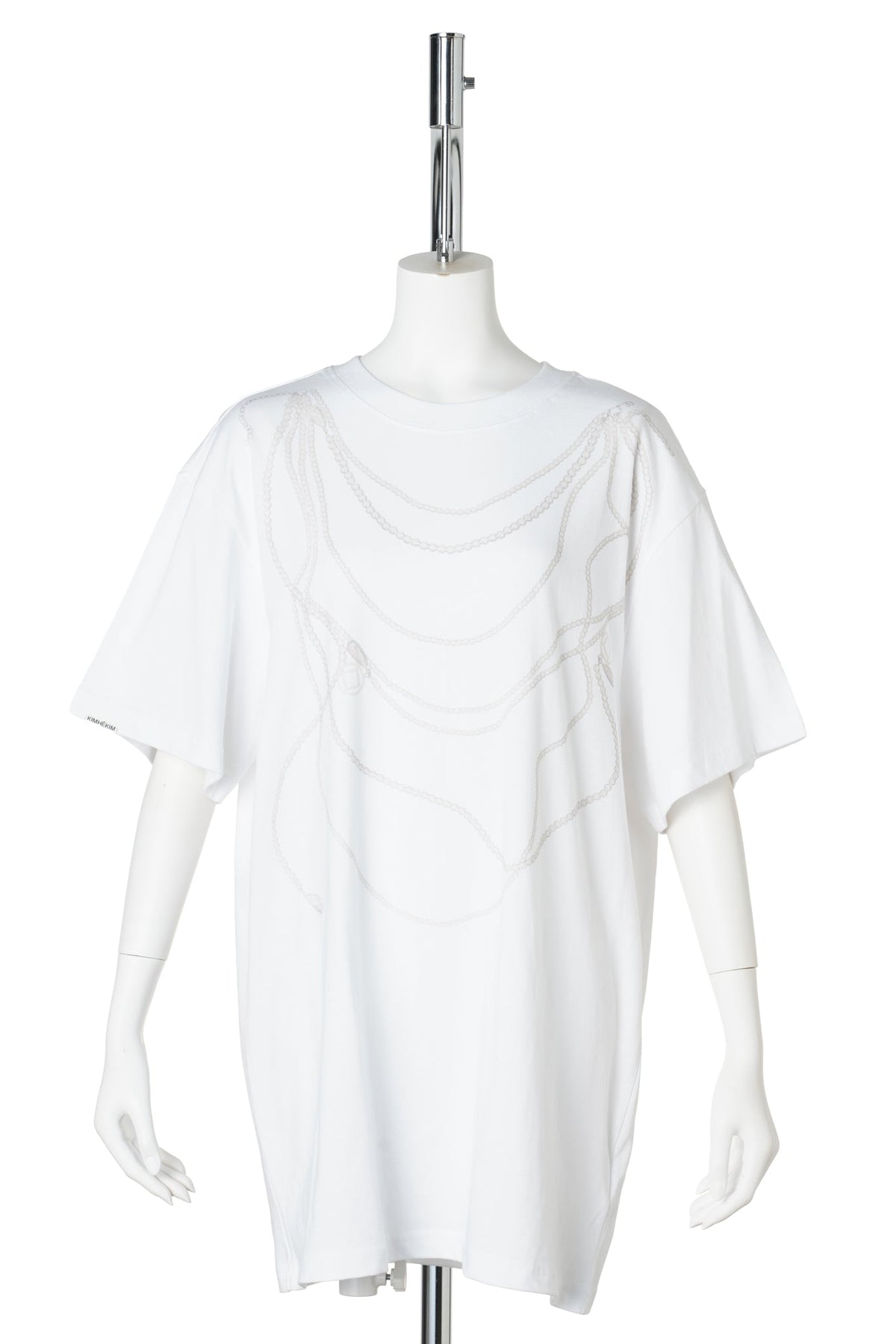 PEARL CHAIN PRINTING OVERSIZED T-SHIRT / WHITE