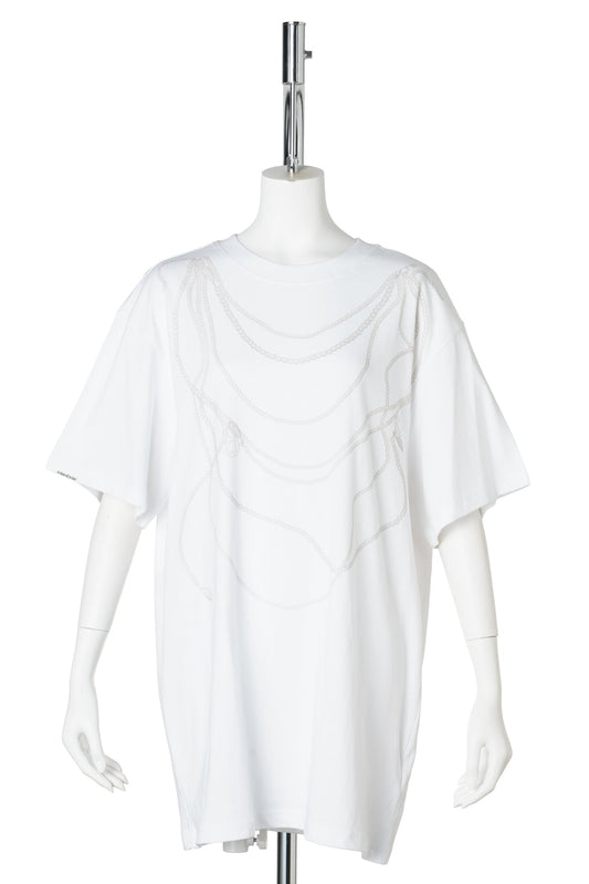 PEARL CHAIN PRINTING OVERSIZED T-SHIRT / WHITE