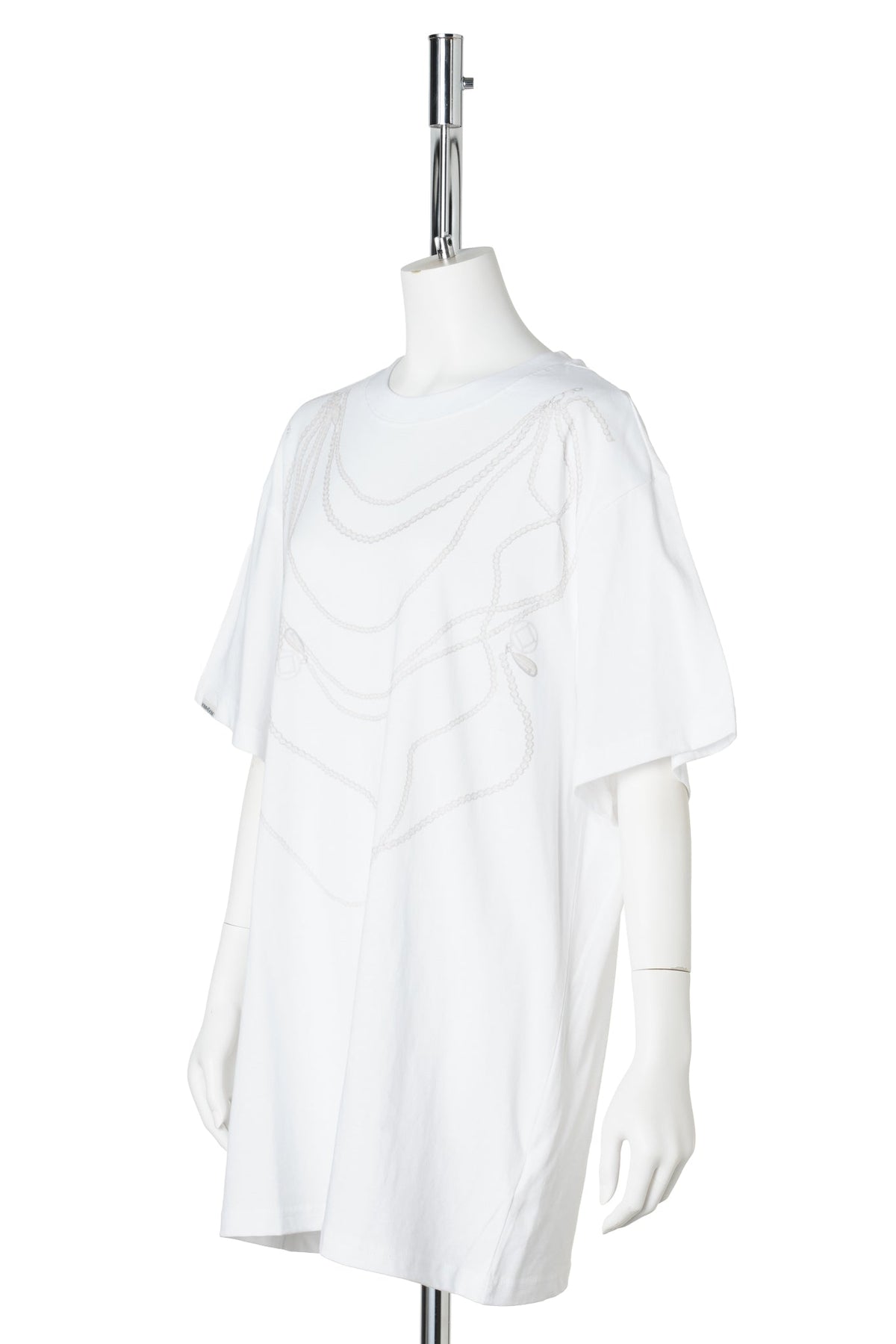 PEARL CHAIN PRINTING OVERSIZED T-SHIRT / WHITE