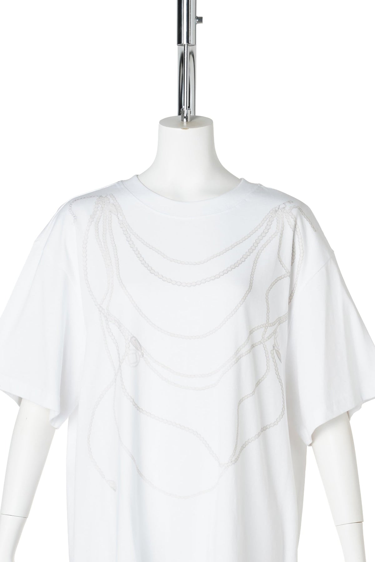 PEARL CHAIN PRINTING OVERSIZED T-SHIRT / WHITE