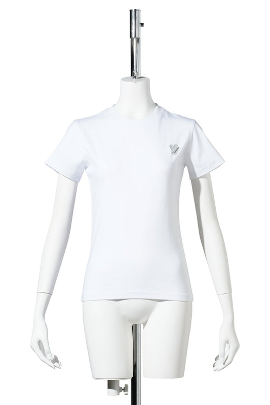 MINI HEART PATCH SLIM FIT T-SHIRT / WHITE/GREY