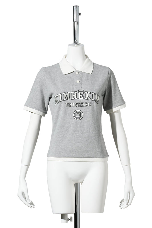 KIMHEKIM UNIVERSE POLO T-SHIRT / MELANGE GREY