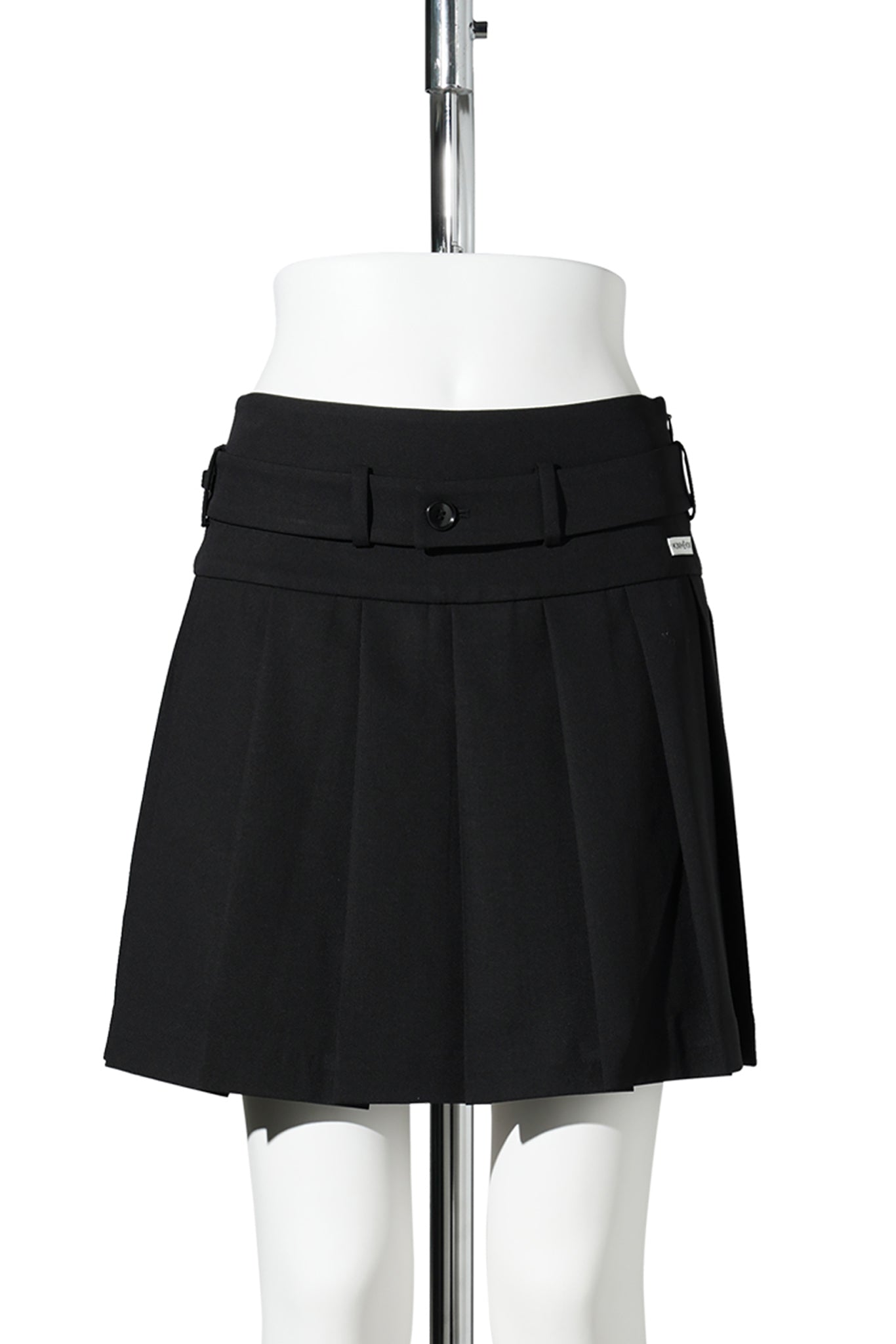 WOOL-BLEND BELTED SKIRT / BLACK